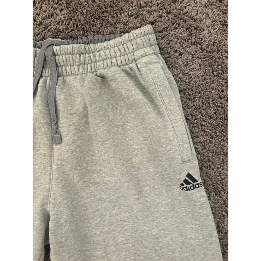 Adidas Mens Fleece Sweatpants Gray Drawstring Joggers Ankle Zip Size Large